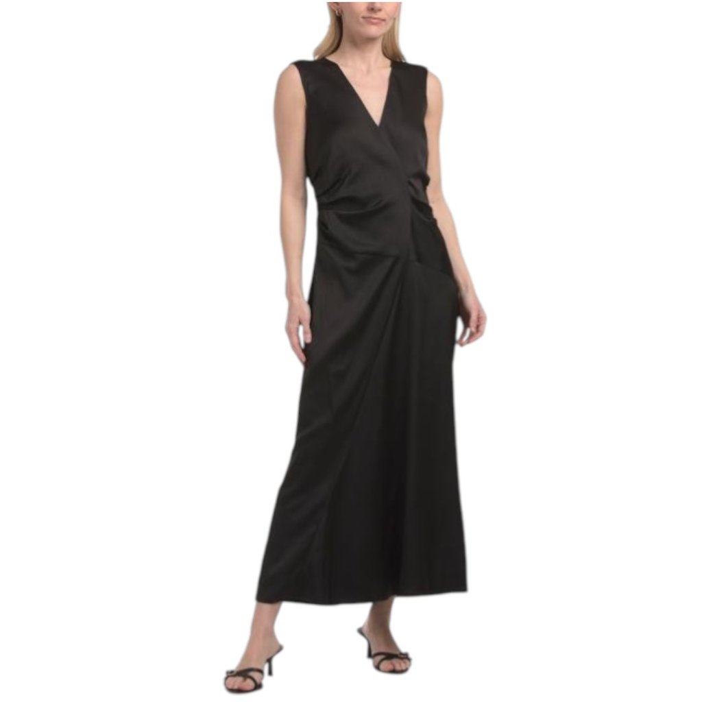 Luxely Satin Midi Dress With Ruching